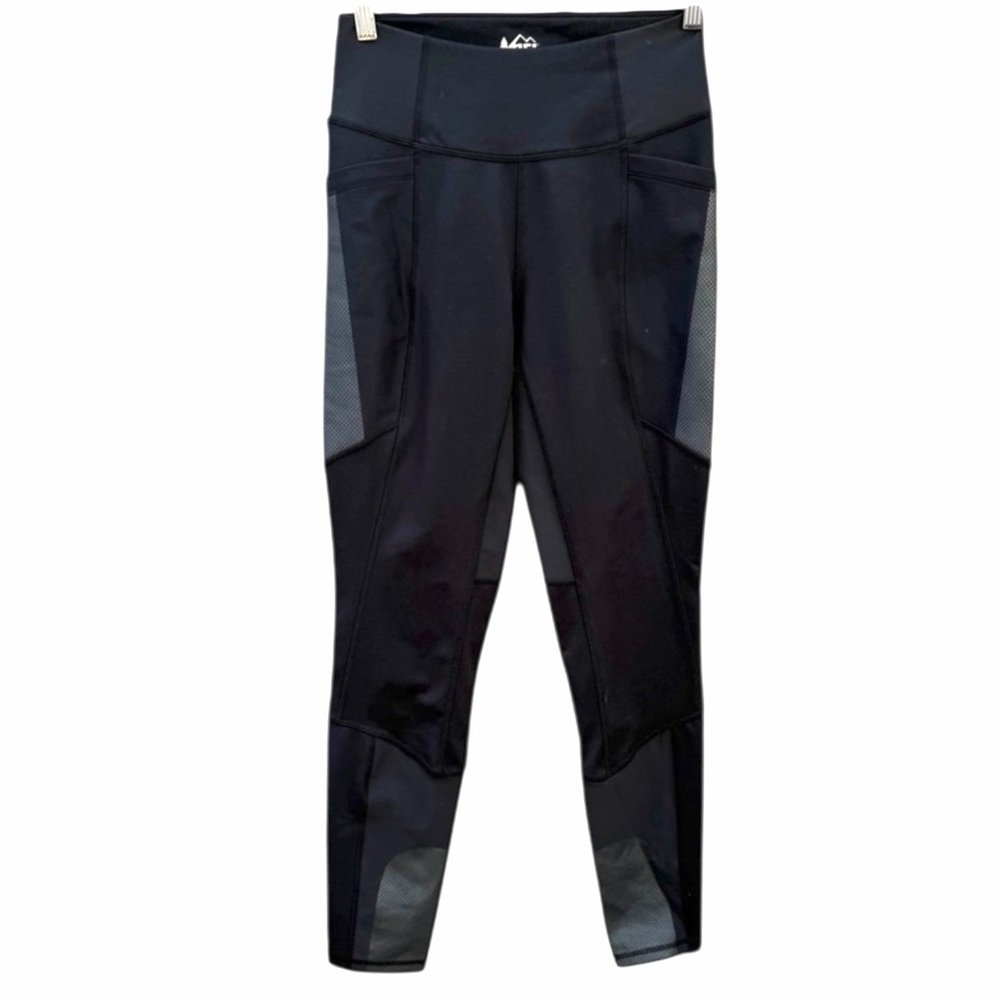 REI Co-op Screeline‎ Performance Leggings Black Mesh Panel Hiking Women’s Small - Picture 2 of 5